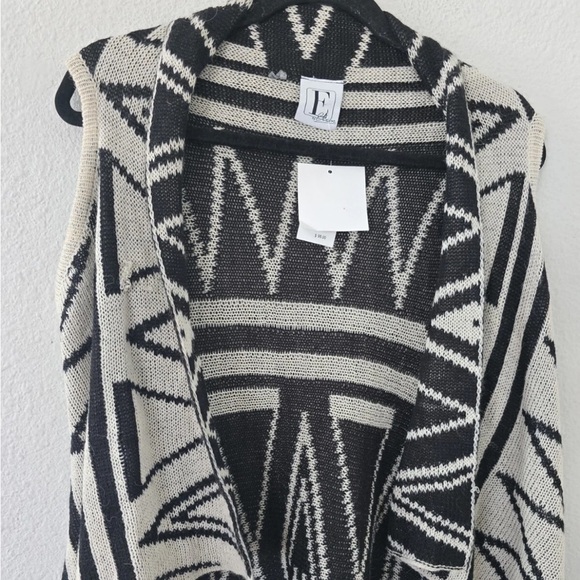 Elan Aztec Cardigan Reversible   Mixed Print Womens S Fringe Wool Oversized Boho - Picture 6 of 12